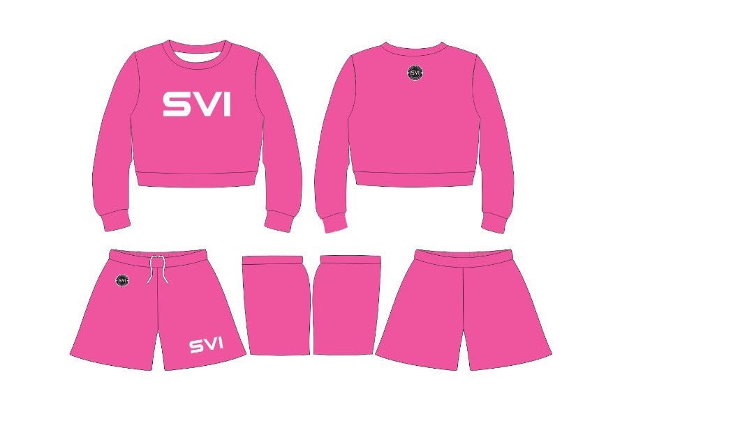 SVI Pink Embroidered Sweatshirt and Shorts
