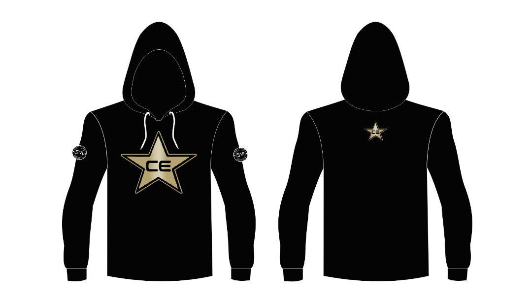 CE Stars Black Long Sleeve Shirt With Hood/Striped Sleeves