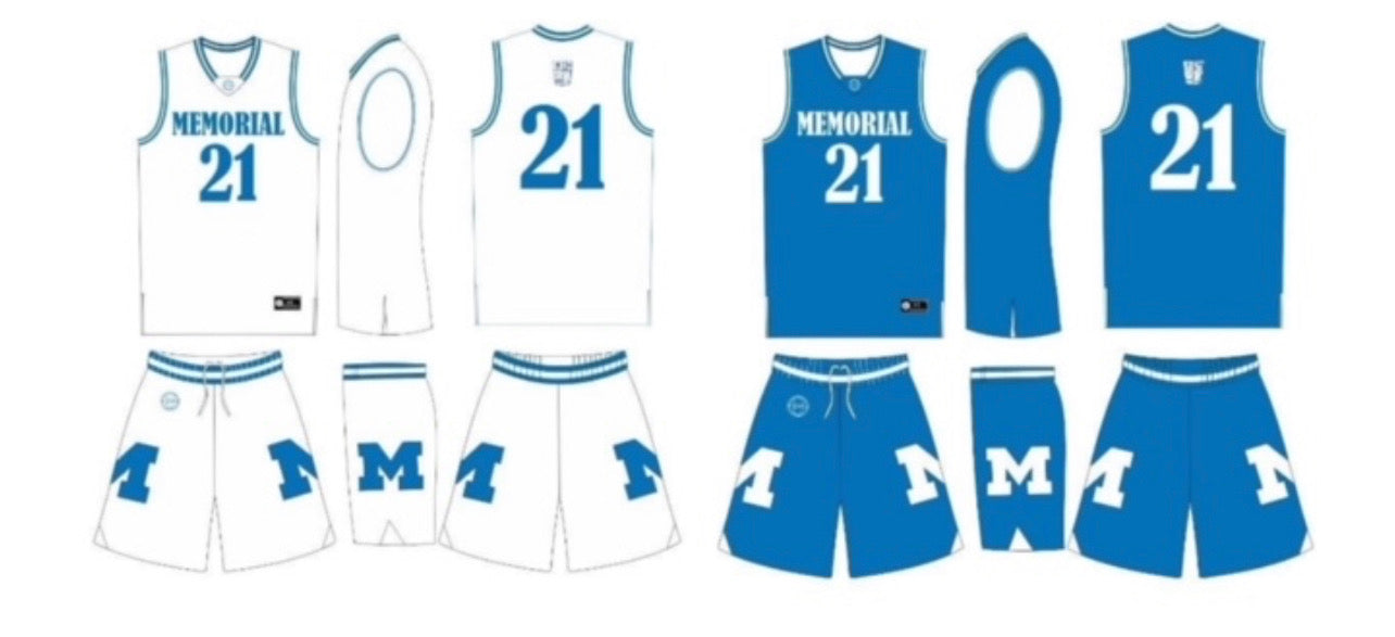 Memorial Basketball Reversible Full Uniform - Blue/White
