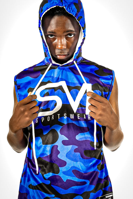 SVI Camo Sleeveless Hoodie - Blue