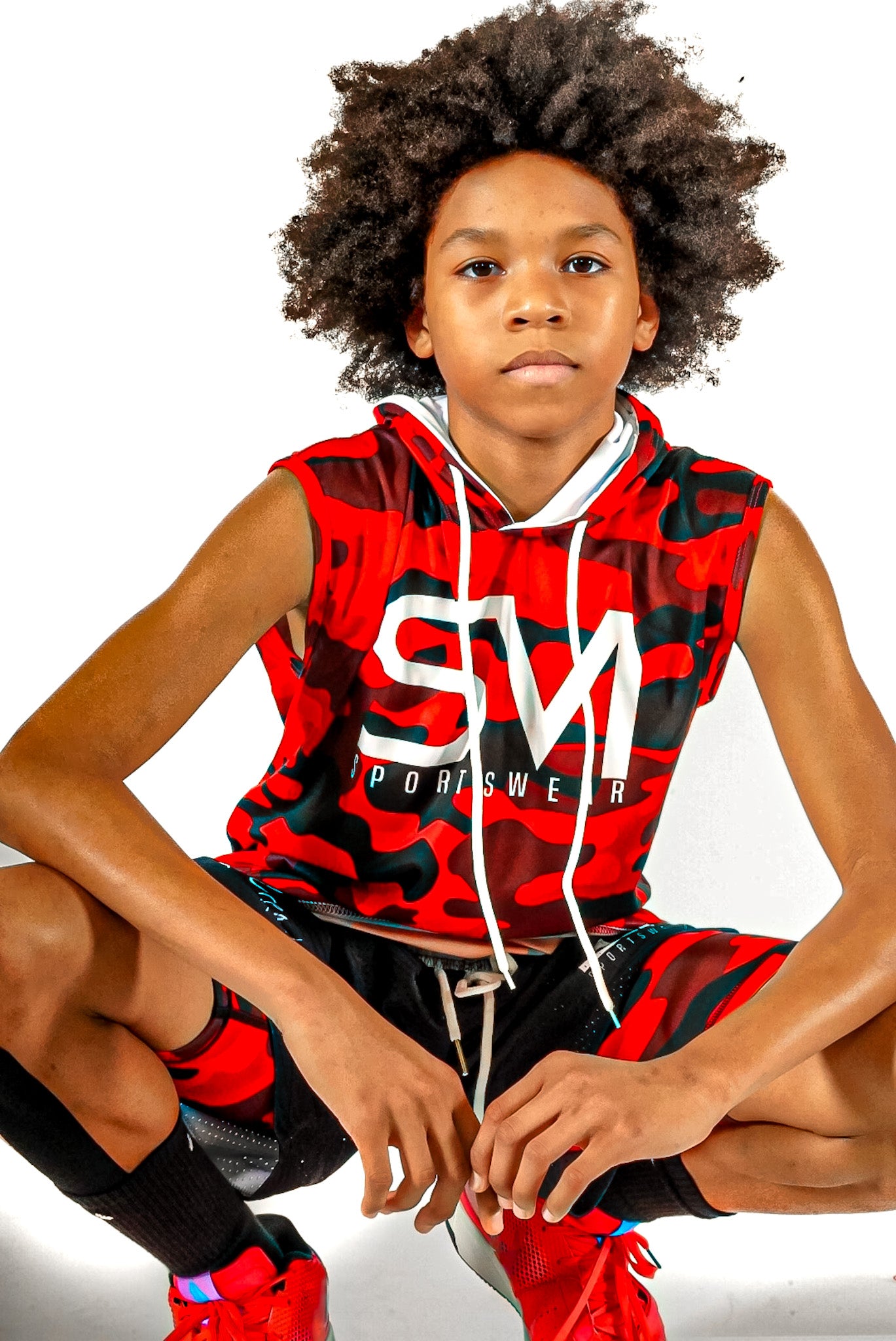 SVI Camo Sleeveless Hoodie - Red