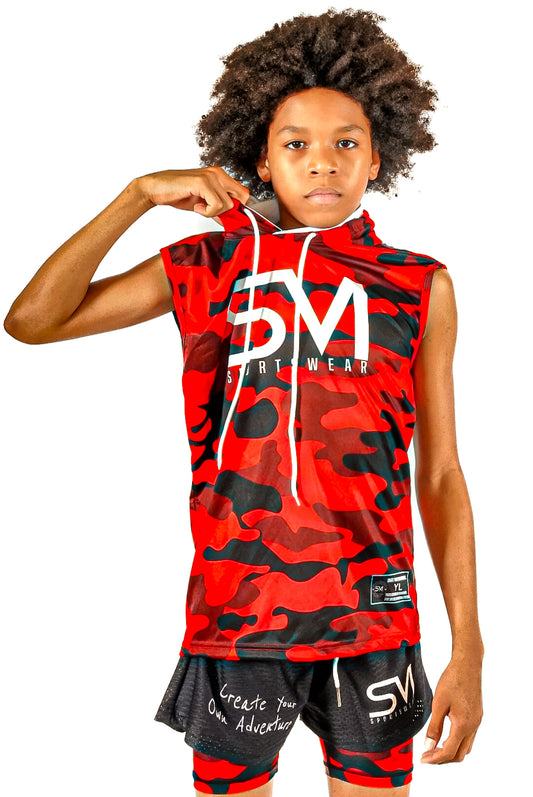 SVI Camo Sleeveless Hoodie - Red