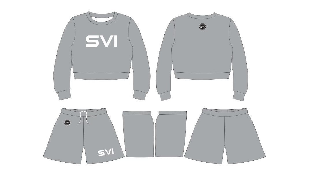 SVI Gray Embroidered Sweatshirt and Shorts