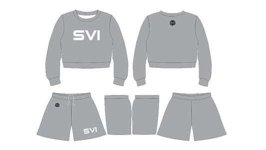 SVI Gray Embroidered Sweatshirt and Shorts