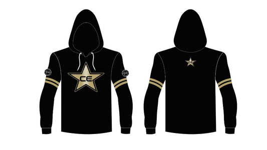CE Stars Black Long Sleeve Shirt With Hood/Striped Sleeves