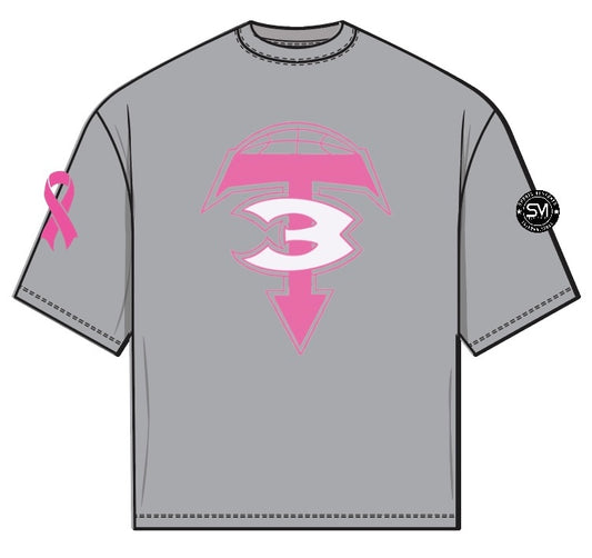 3T Pink Logo Tee - Gray
