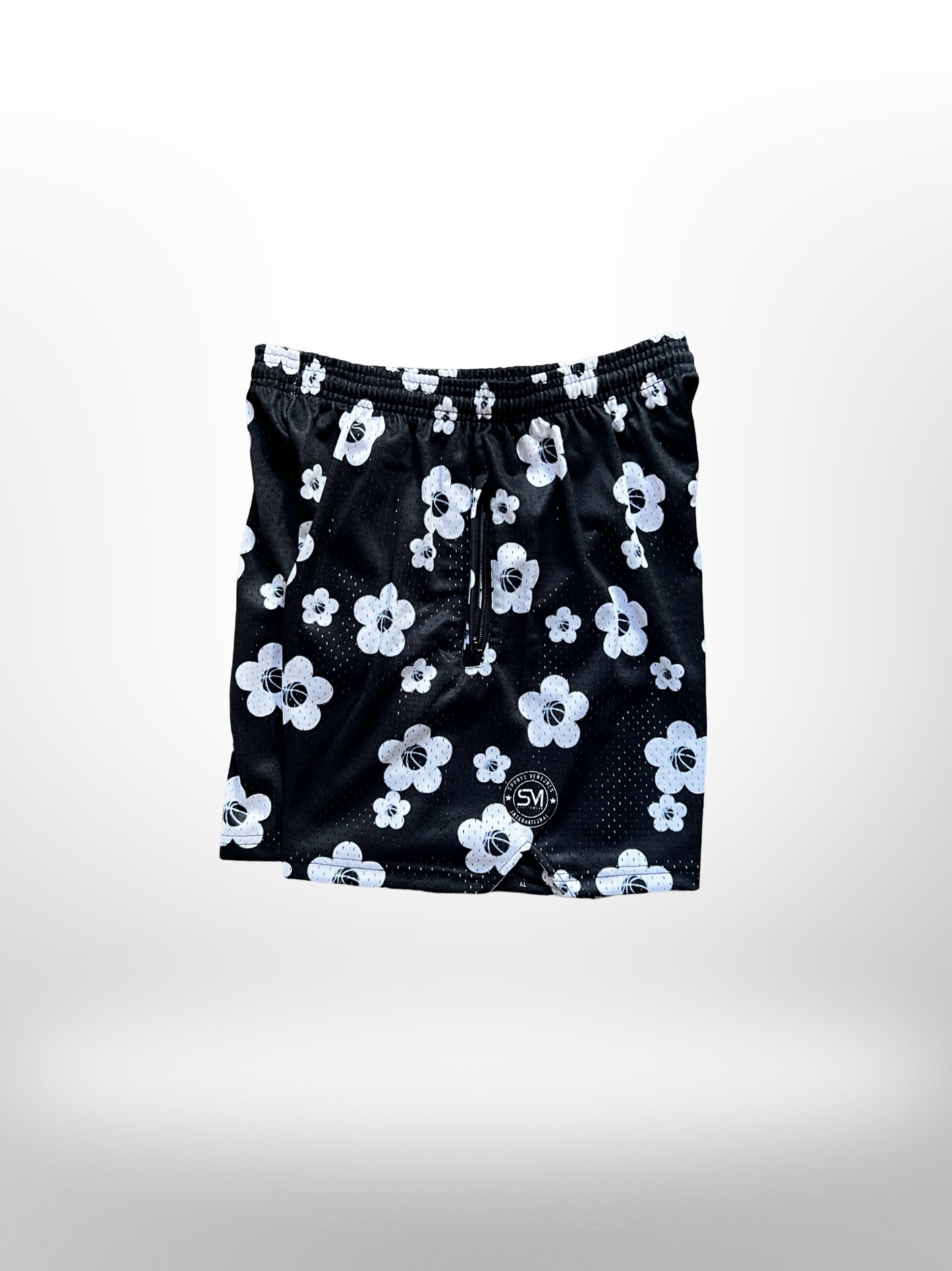 Mesh Flower Shorts - Black